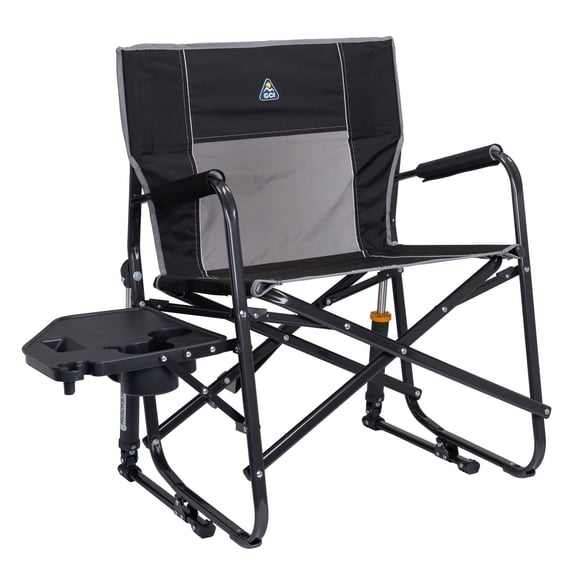 GCI Outdoor Freestyle Rocker XL with Side Table Oversized Rocking Camping Chair, Black