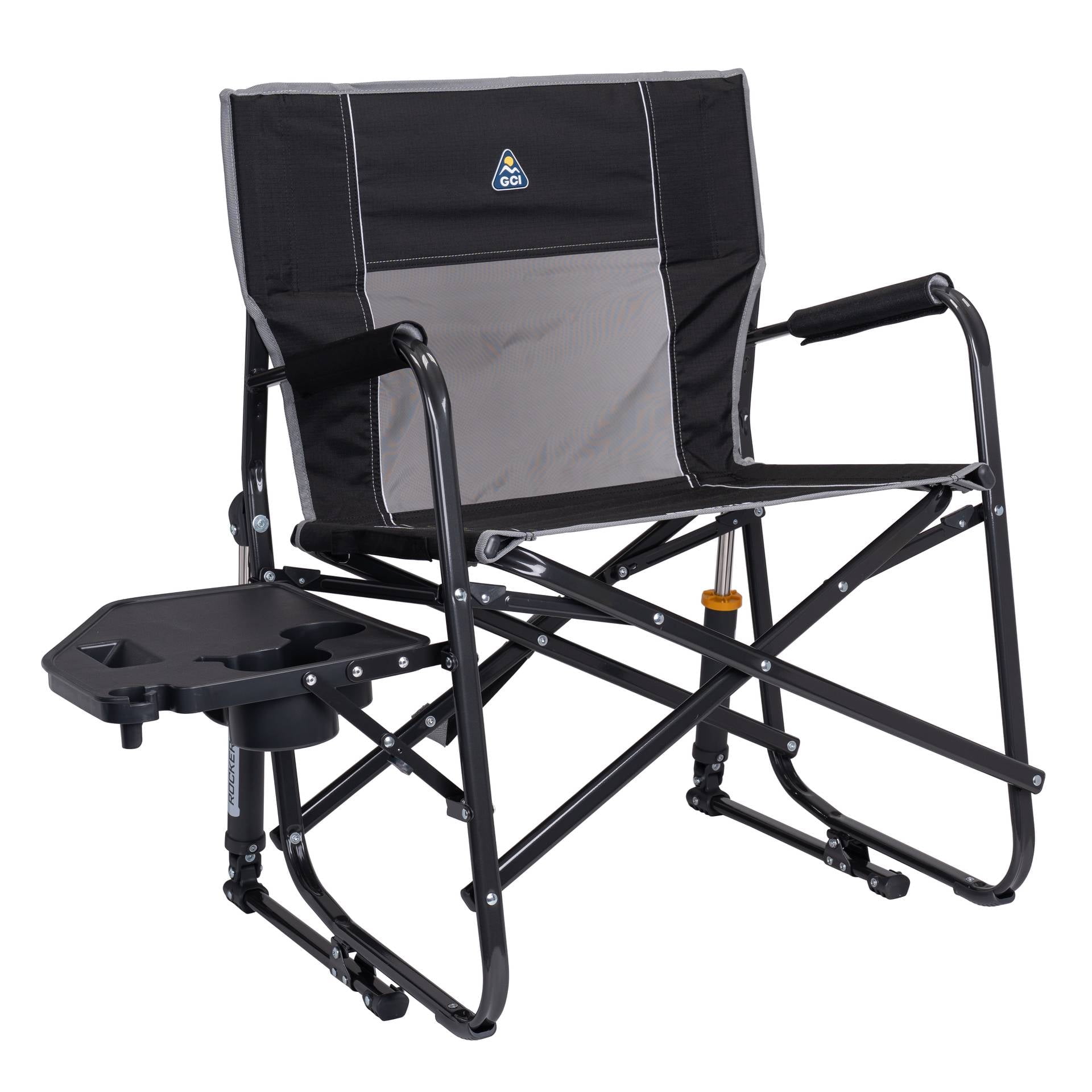 GCI Outdoor Freestyle Rocker XL with Side Table Oversized Rocking Camping Chair, Black