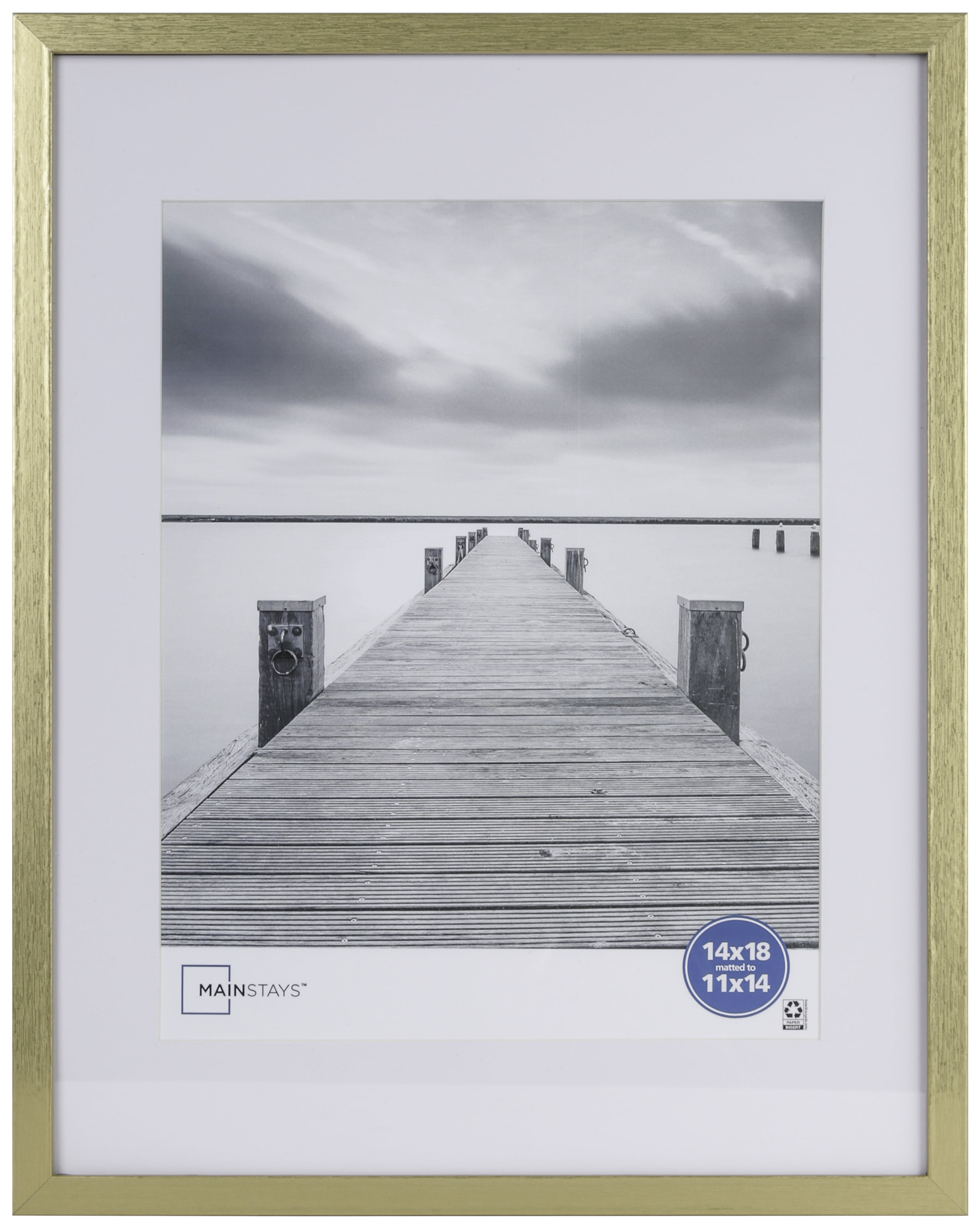 (2 pack) Mainstays – 11x14 Picture Frame – Gold Matted Gallery Linear Program Wall Photo Frame