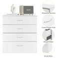 thumbnail image 3 of 4 Drawer Dresser, UHOMEPRO Modern Chest of Drawers for Bedroom, Night Stand Wood Storage Cabinet Dresser Organizer Unit with Handle for Living Room, Closet, Hallway, Small Space, White, 3 of 12