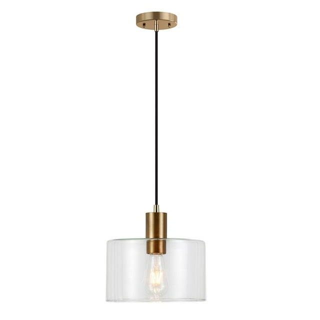 Henn&Hart 10" Brass Metal/Glass Pendant