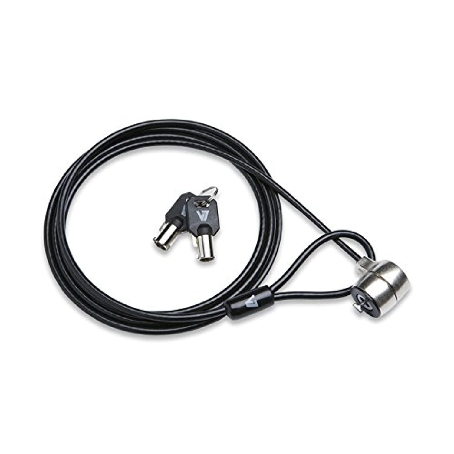 V7 Portable Security 6.5ft Cable Key Lock for PC, Notebook, Monitor with fits Kensington