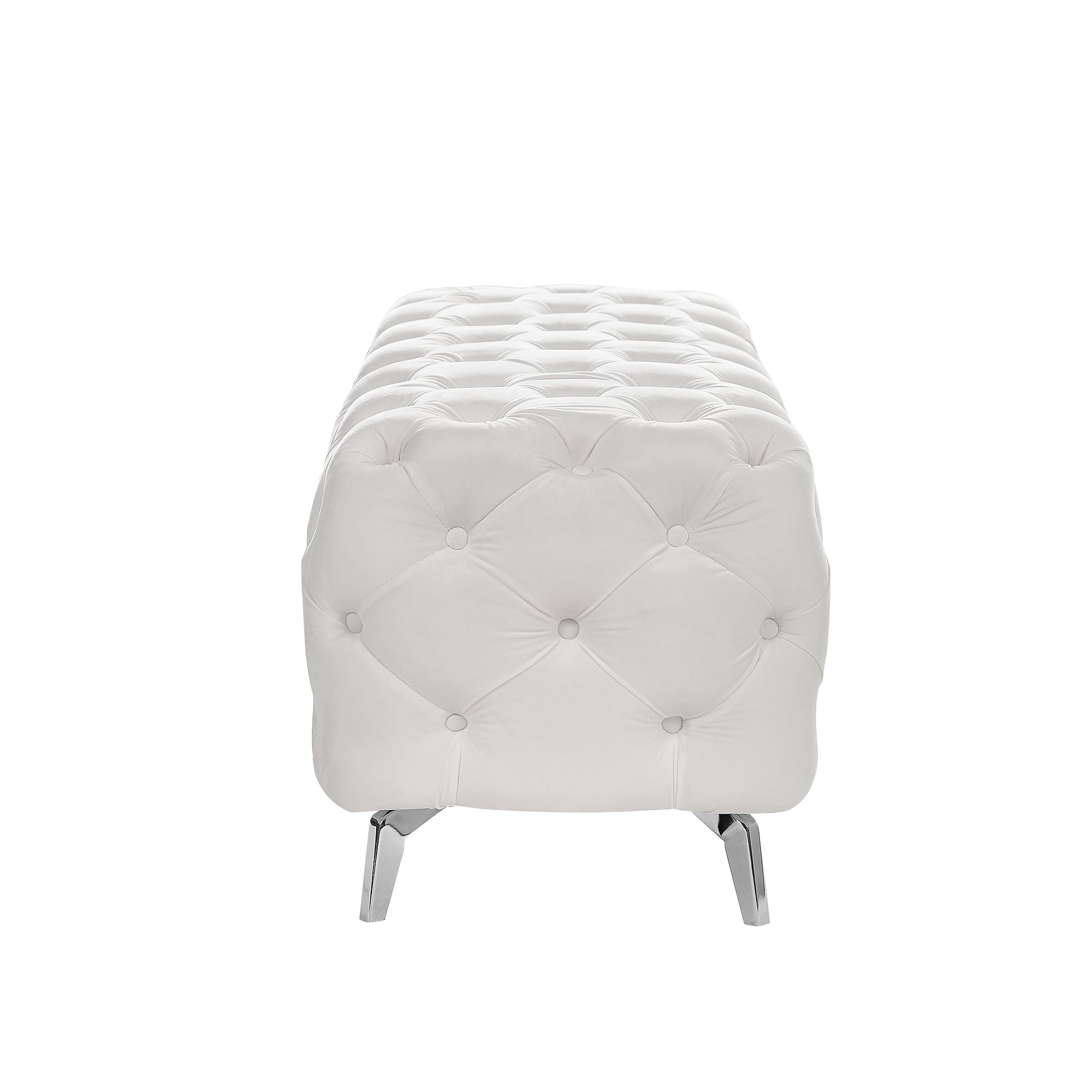 Kepooman 51 Inches Modern Velvet Bedroom Bench, Button-Tufted Upholstered Ottoman End of Bed Bench for Entryway Living Room Bedroom, White Kepooman 51 Inches Modern Velvet Bedroom Bench, Button-Tufted Upholstered Ottoman End of Bed Bench for Entryway Living Room Bedroom, White