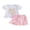 White, variant on Kids Toddler Baby Girls Birthday Outfit 1 2 3 4 Years Old Birthday Summer Clothes Puff Short Sleeve Letters Embroidery T-shirt with Ruffle Plaid Shorts Set