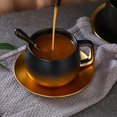 thumbnail image 2 of Coffee tea cups american new gradient ceramic coffee cup creative drawing gold thick surface cup and saucer set (HTOOQ), 2 of 3