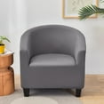 thumbnail image 3 of Solid Color Stretch Sofa Slipcover Loveseat Cushion with Arms and Seat Chair Covers Armchair Slipcovers for Bedroom Living Room Dark Gray, 3 of 10