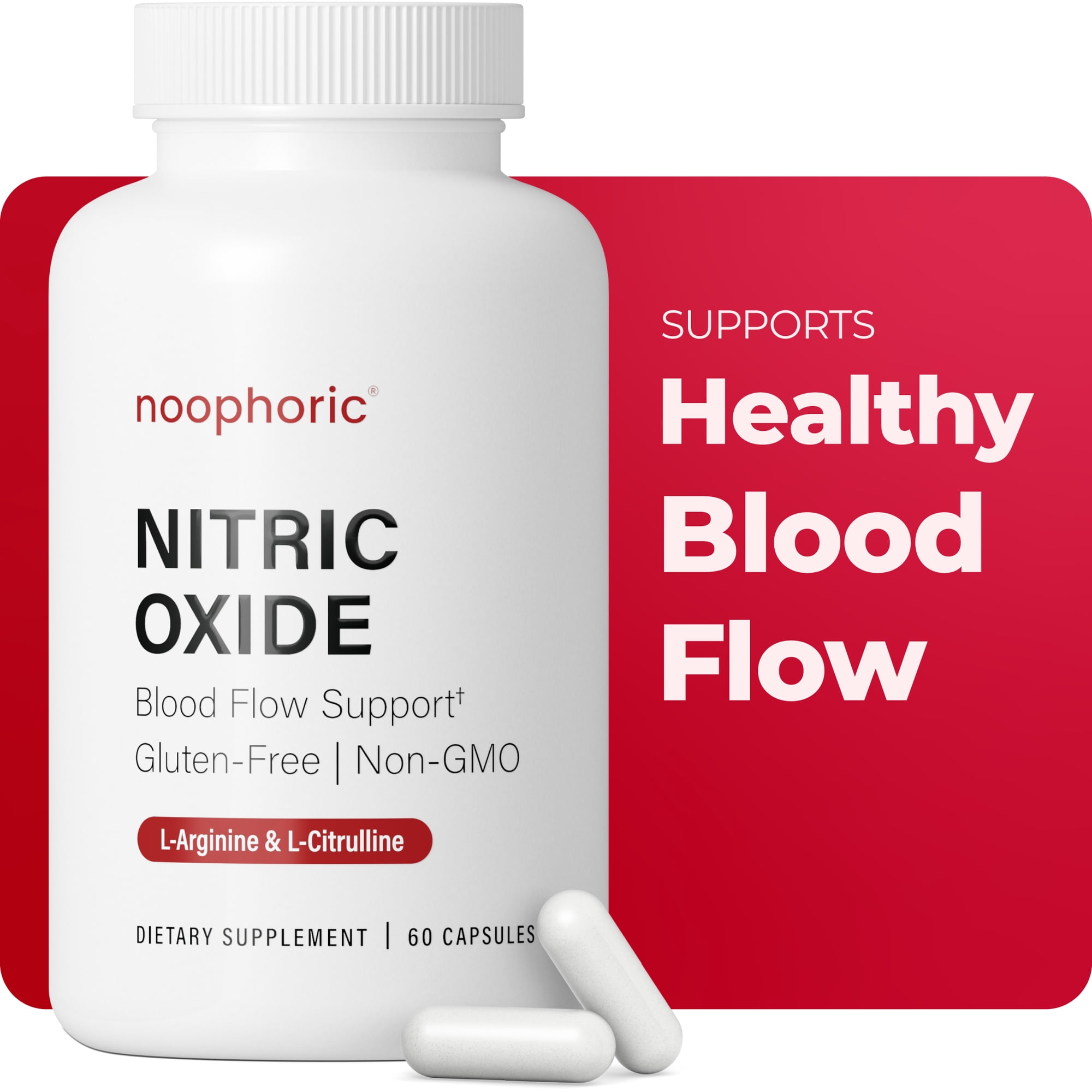 Noophoric Nitric Oxide Booster Capsules – L-Citrulline, L-Arginine & Beta Alanine Supplement for Muscle Pump, Stamina & Energy, 60 Capsules