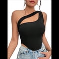 thumbnail image 1 of Sujetador Deportivo de un Solo Hombro para Mujer, Sin Mangas, para Entrenamiento, Yoga, Top Corto de Verano Sin Espalda Negro S, 1 of 9