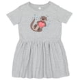 thumbnail image 3 of Inktastic Cute Smiling Valentine's Day Otter with Heart Girls Toddler Dress, 3 of 5