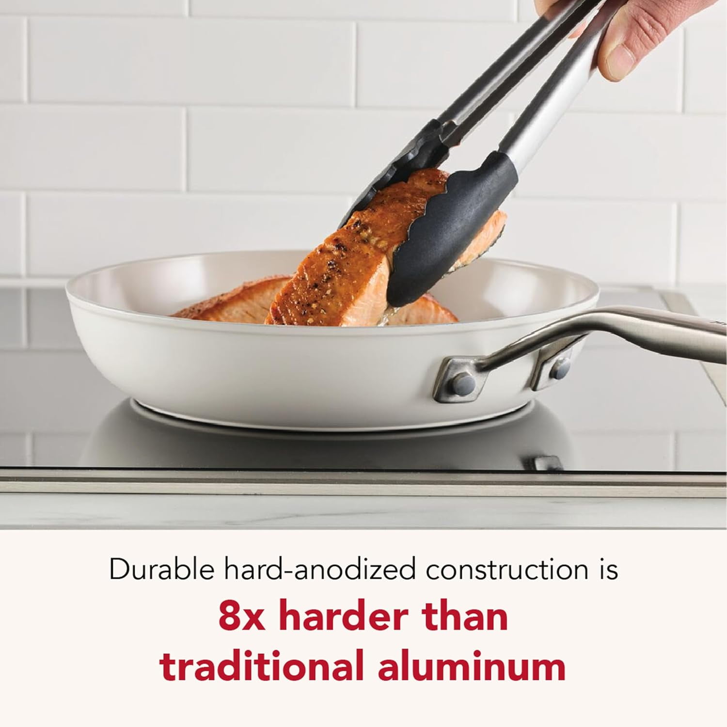 Hard Anodized Ceramic Induction Nonstick Cookware Frying Pan/Skillet, Dishwasher Safe, 10 Inch Non Stick Fry Pan with Stainless Steel Handle - Porcelain White