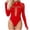 #011-Red, variant on Women's Sexy Cutout Turtleneck Long Sleeve Bodysuit Tops Seamless Mesh Snap Crotch Thong Bodysuits