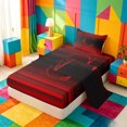 thumbnail image 2 of meiyoeat modern Letter Design Twin Sheets,Black Red Initial C Bedding,3pcs,1 Fitted Sheet and 1 Pillowcase, 2 of 6
