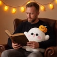 thumbnail image 4 of Halloween Cute Ghost Plush Pillow with Pumpkin Hat, Soft Cotton Ghost Stuffed Doll, Halloween Holiday Decoration Ornament & Gift for Kids Adults, 4 of 6