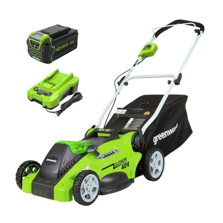 Open Box Greenworks 40V 16 Cordless Battery Push Lawn Mower with 4.0Ah Battery & Charger