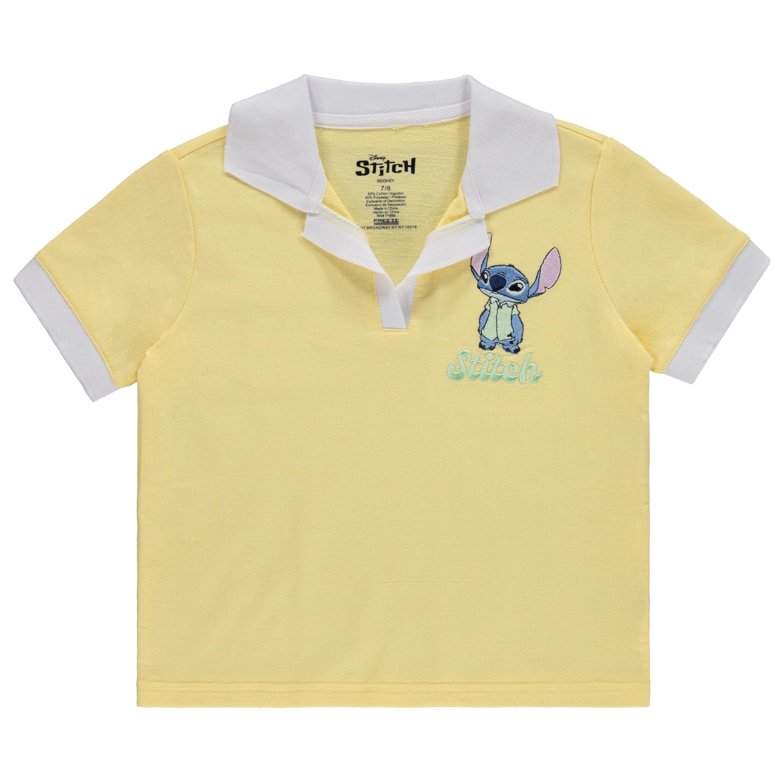 Disney Girls Lilo & Stitch 2-Piece Set  Embroidered Soccer Jersey & Shorts - Polo T-Shirt & Skort  Sizes 4-16
