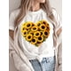 thumbnail image 1 of Women's Sunflower Heart Graphic Tee - Casual & Sporty, Breathable Cotton, Short Sleeve, Round Neck - Perfect for Spring & Summer, 1 of 6