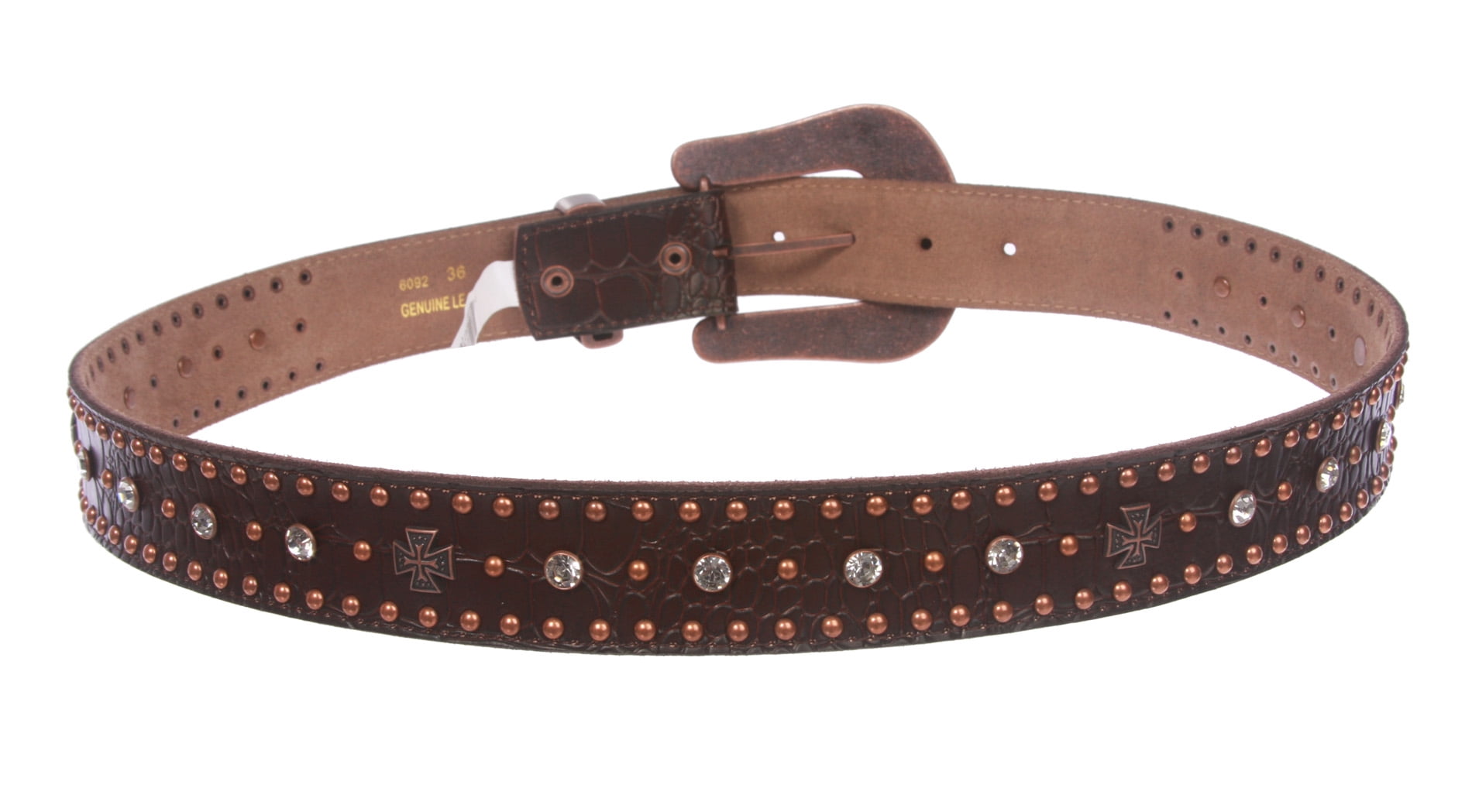 Snap On Western Faux Crocodile Embossed Cross Rhinestone  display picture 3