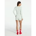 thumbnail image 3 of No Boundaries Giftable Henley Sleep Top and Shorts with Socks Set, 3-Piece, Women's XXS-3X, 3 of 6