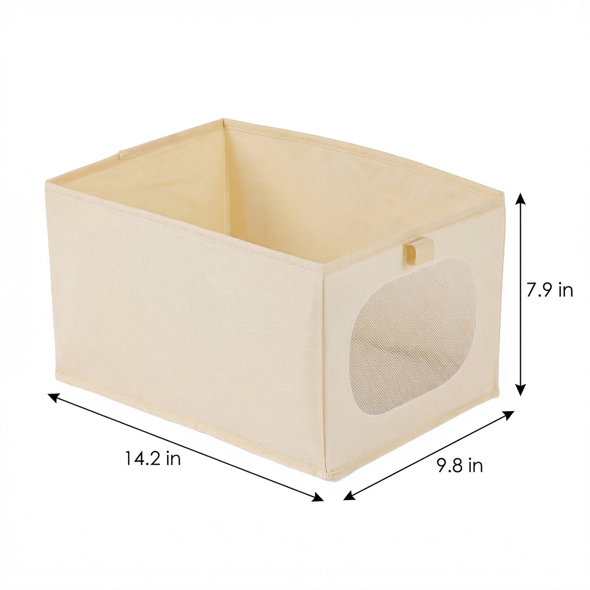 Unique Bargains Fabric Storage Bin With Bottom Beige 14.2*9.8*7.9in