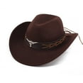 thumbnail image 1 of SRZYMJ Western Cowboy Hat with Adjustable Brim and Distinctive Cow Head Lacing for Outdoor Enthusiasts and Everyday Wear, 1 of 1