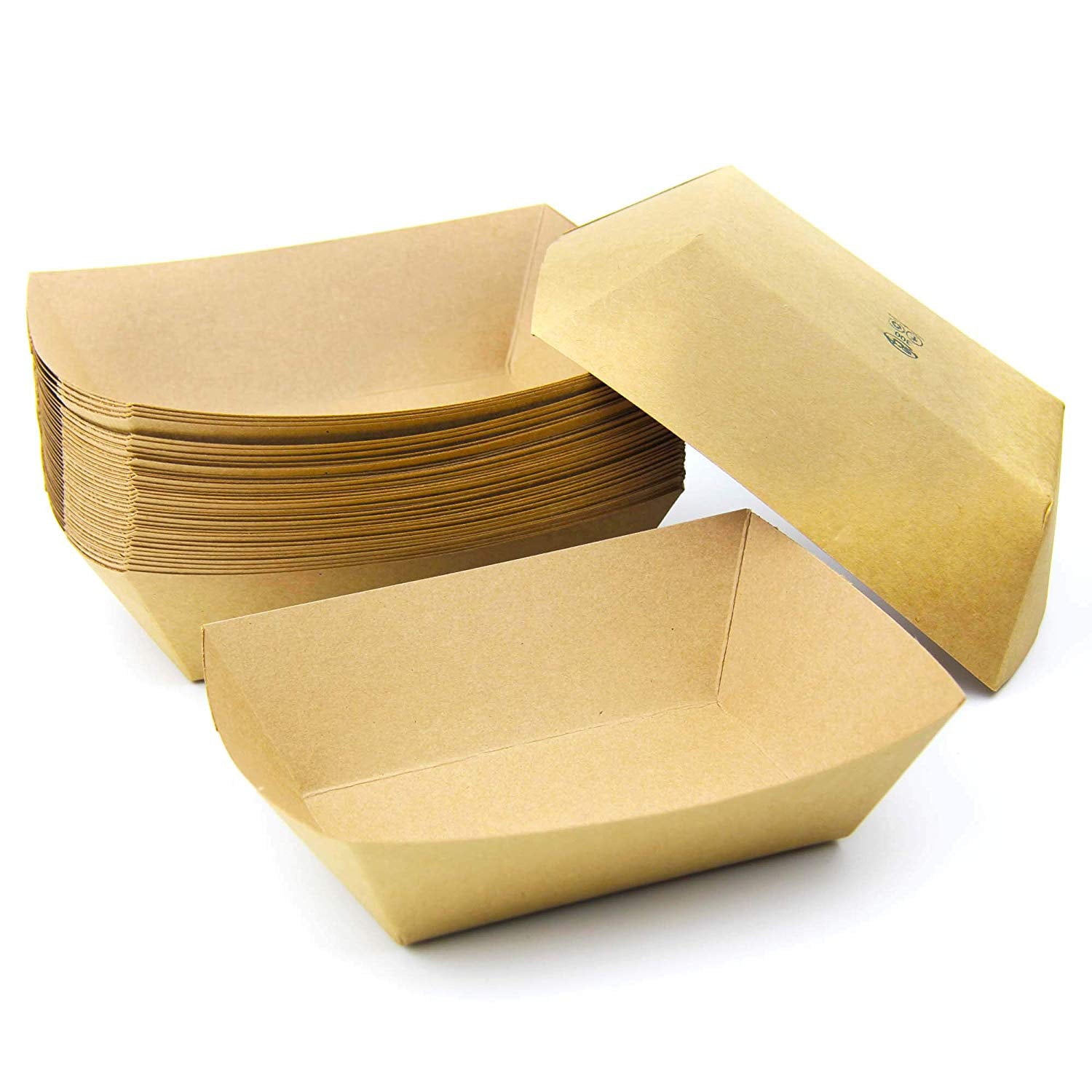 100pc Disposable Cardboard Paper Food Tray  Boat Baskets Fast Food Tray BULK