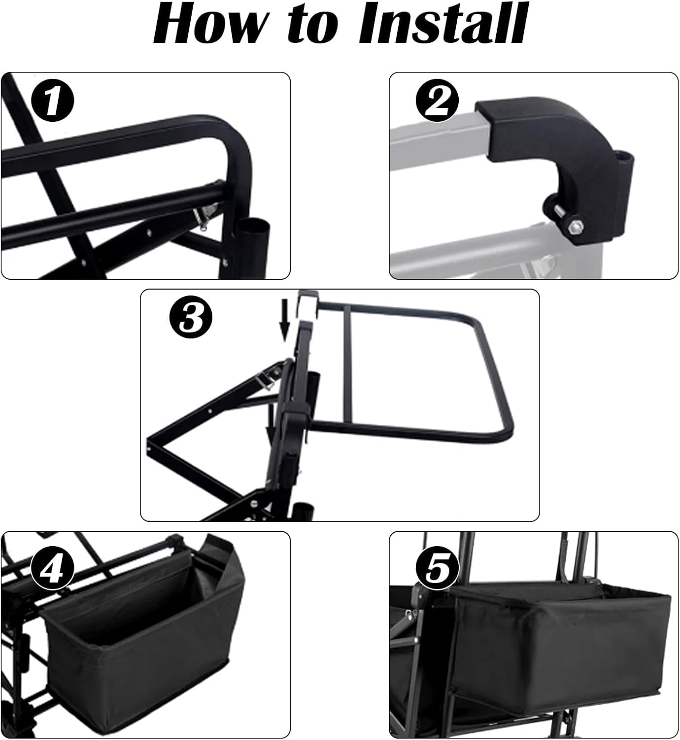 Handcart Rear Bag, Storage Bag for Beach Trolley, Foldable for Universal Wagon Basket, Trolley Accessories Removable