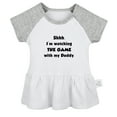 thumbnail image 1 of I'm Watching The Game With My Daddy Funny Dresses For Baby, Newborn Babies Skirts, Infant Princess Dress, 0-24M Kids Graphic Clothes (Gray Raglan Dresses, 0-6 Months), 1 of 4