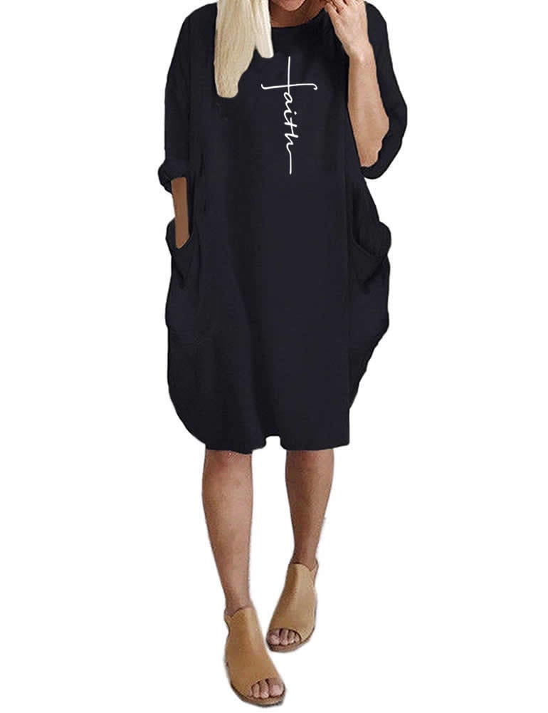 Women s Oversize Faith T Shirt Dress with Pockets Sierra Leone Ubuy