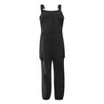 thumbnail image 3 of Fangasis Ladies Long Pants Belt Jumpsuits Sleeveless Romper Women Casual Overalls Solid Color Beach Trousers Black XL, 3 of 8