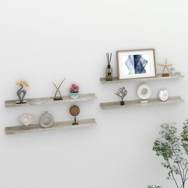 vidaXL Étagères Murales 4 Pcs Gris Béton 80x9x3 cm
