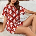 thumbnail image 4 of Xecao Fire Symbols Pattern Women's Short Sleeve Pajama Set Soft Sleepwear Lounge Set with Button Front Top and Drawstring Shorts with Pockets-3X-Large, 4 of 6