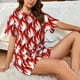thumbnail image 4 of Fotbe Fire Symbols Conjunto de Pijama Estampado para Mujer, 2 Piezas, Ropa de Dormir con Camiseta de Manga Corta y Shorts Suaves-3X-Large, 4 of 6