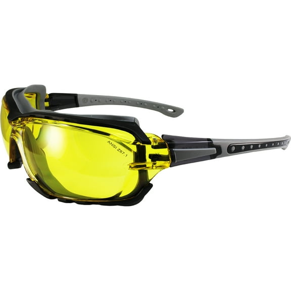 Birdz Eyewear Gasket Safety Padded Motorcycle Sport Sunglasses Grey with Clear Lens