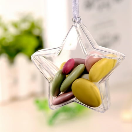 Window Box Company Five Pointed Star Shape Transparent Color Candy Box Christmas Wedding Spring Festival Decor 80*80*36mm ()