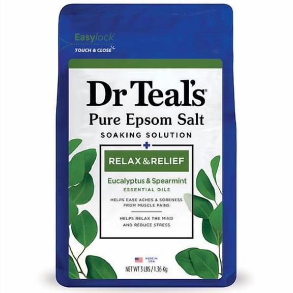 Dr. Teal's Epsom Salt Soaking Solution Eucalyptus, Spearmint 3.0 lb Pack of 2