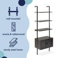 thumbnail image 3 of happimess MSH1002A Tulare 72.05" MidCentury Industrial 4-Shelf Wood Wall-Mounted Open Ladder Bookcase with Cabinet and Metal Frame, Black, 3 of 9