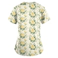thumbnail image 4 of Black Scrubs for Women,V-Neck Scrub Tops with Floral Print - 2-Pocket Stretchy Scrubs with Convertible V-Neck - Beige - XXXXL, 4 of 4