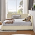thumbnail image 5 of Harper & Bright Designs Full Size Upholstered Daybed Frame with Backrest and Armrests, Velvet L Shaped Corner Sofa Bed for Bedroom Living Room, Beige, 5 of 12