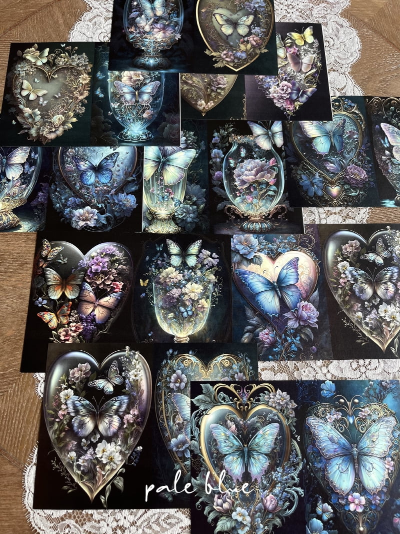 Vintage Butterfly and Window Scrapbook Paper - DIY Junk Journal Material for Creative Crafting