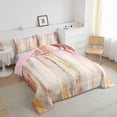 thumbnail image 3 of Manfei Pink Beige Ombre Bedding Comforter Set for Girls, Watercolor Oil Painting Twin Comforter Sets, Abstract Gradient Art Bedding Set, Ultra Soft Bedroom Decor, Reversible 2-Piece, 3 of 8