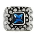 thumbnail image 3 of High polished (no plating) Stainless Steel Ring with Synthetic Synthetic Glass in Montana for Women Montana Stone Color Style TK128 Size 7, 3 of 4