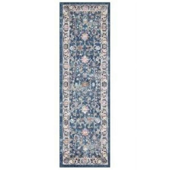 Concord Global Trading 72342 2 x 7 ft. Vintage Istanbul Border Runner Rug, Navy