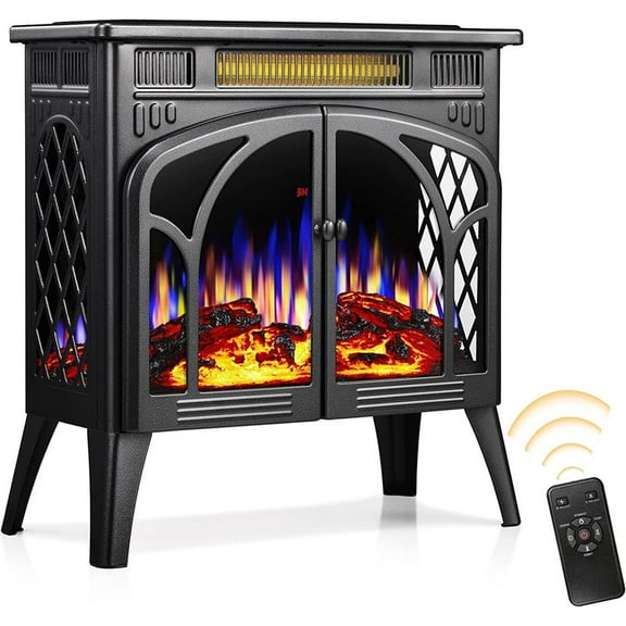 Edendirect 23.46 in.Electric Fireplace Heater,Adjustable Brightness and Heating Mode,Overheating Safe Design,Gray