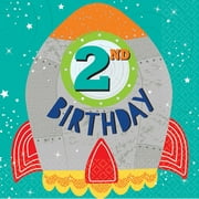 6 1/2" x 6 1/2" Blast Off Birthday Luncheon Napkins-2nd Birthday 16/pk