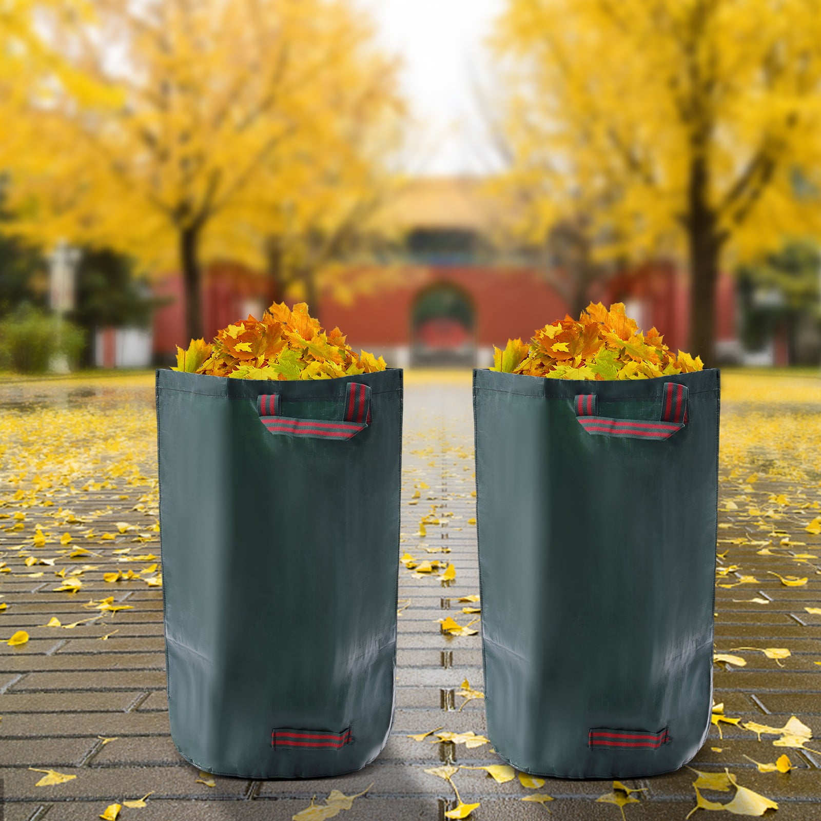 Loyalheartdy 2PCS 32 Gallon Garden Waste Bags, Green PP Polyester