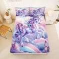 thumbnail image 5 of Erosebridal Rainbow Unicorn Print Bed Sheets,Colorful Blossom Floral King Sheets For Girls Kids 4pcs, 5 of 6