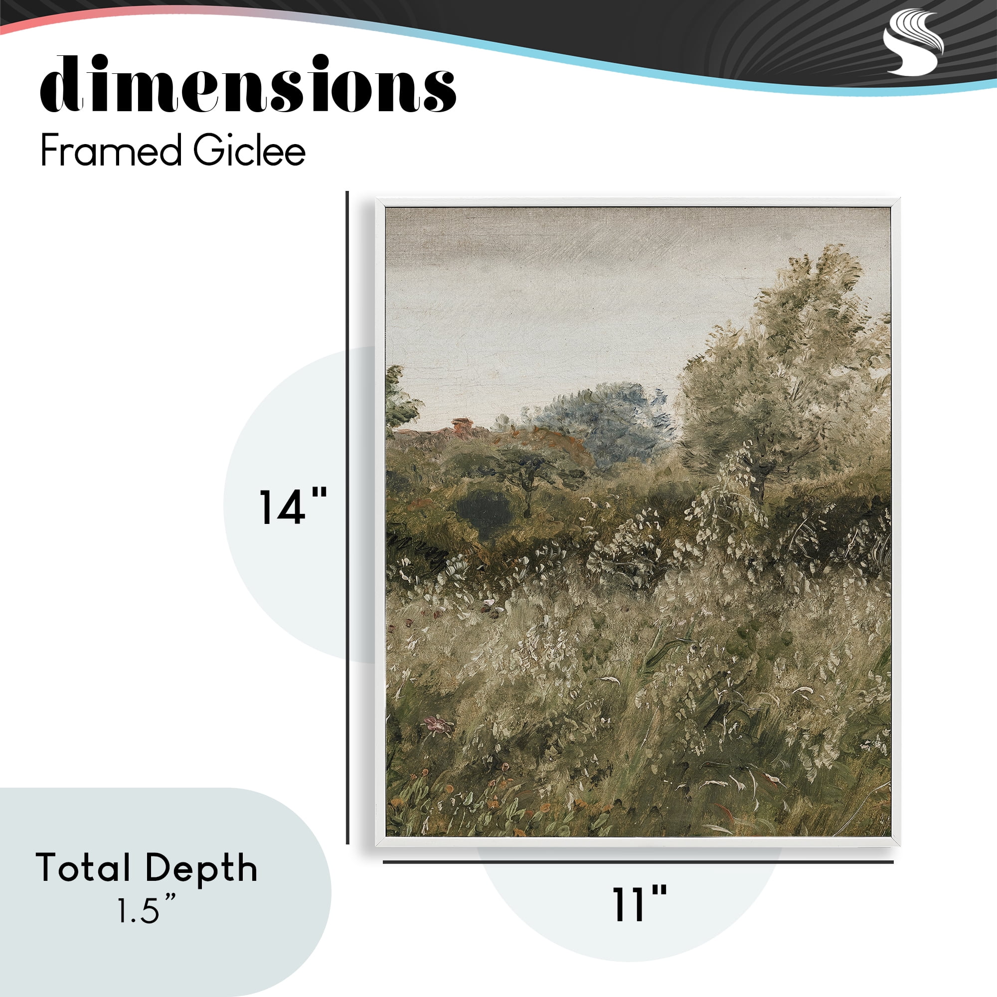 Thicket in Countryside White Framed Giclee Art, design by Lettered and Lined