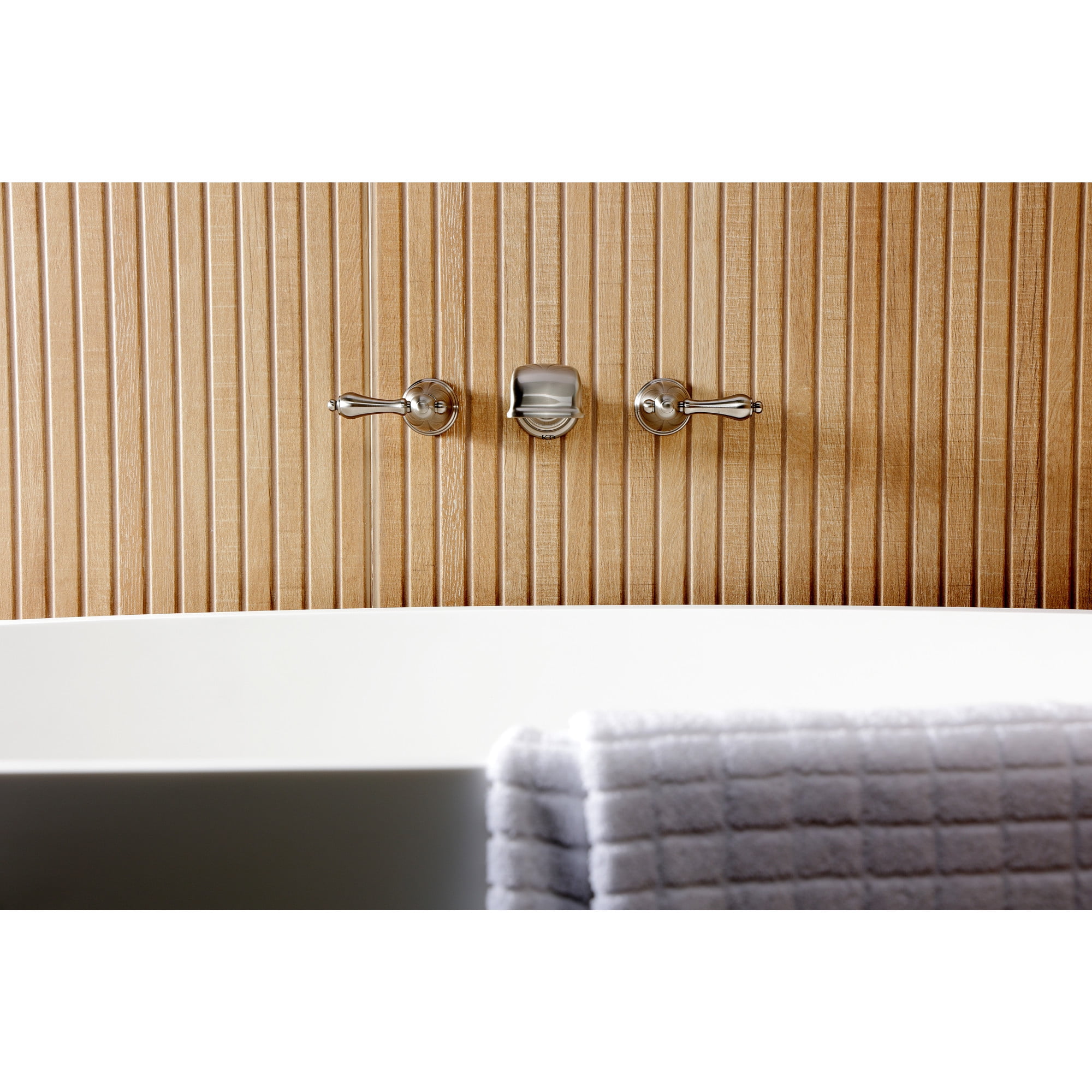 Kingston Brass KS5028AL  Two-Handle Wall Mount Roman Tub Faucet, Brushed Nickel
