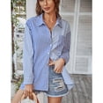 thumbnail image 4 of Camisa De Manga Larga, Blusa A Rayas, Parte Superior De Tela De Poliéster, Amigable Con La Piel, Lavar A Máquina, Cuello De Solapa De Un Solo Pecho Para Negocios Para La Vida ANGGREK No, 4 of 8