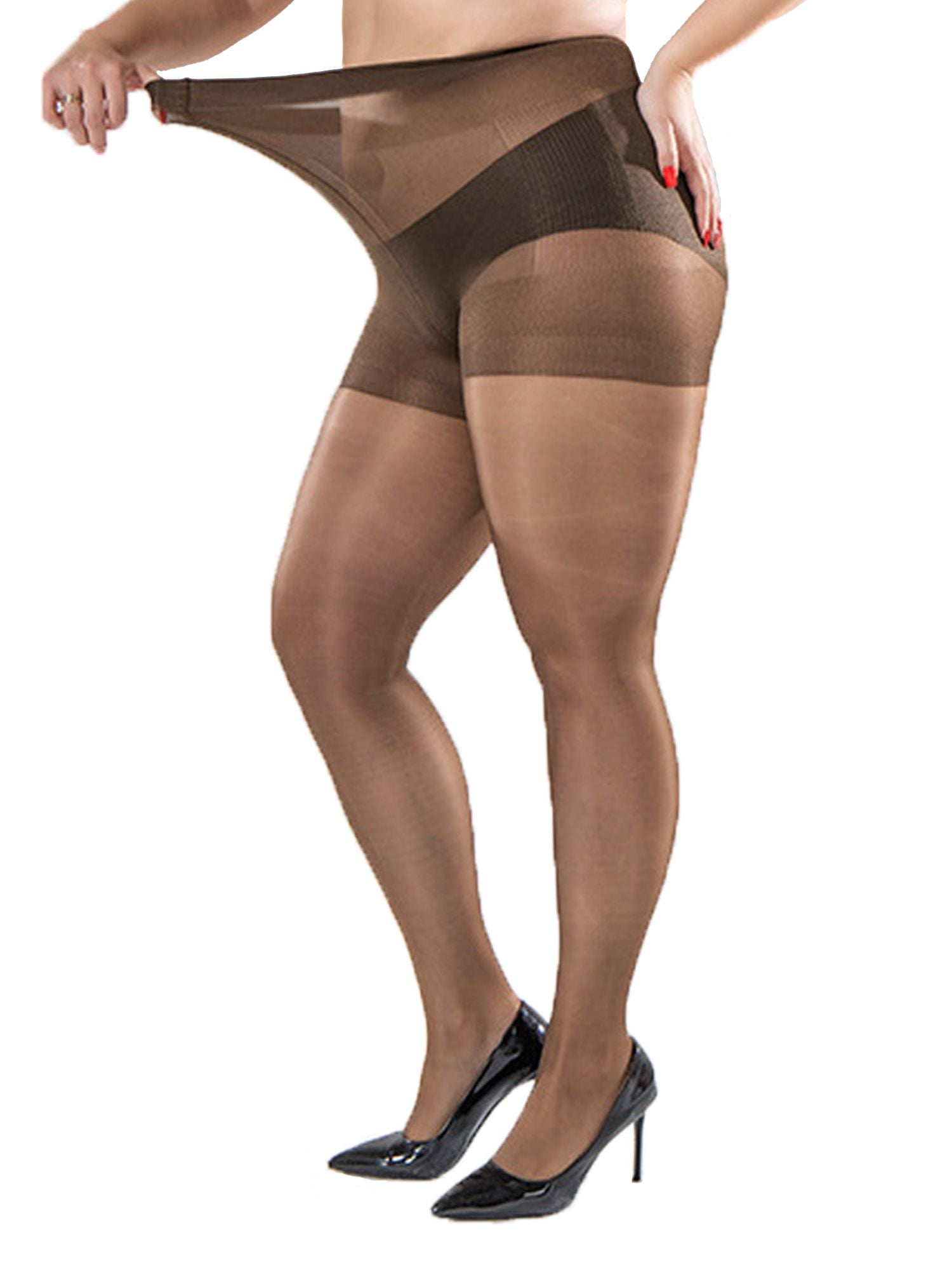 Yilanmy Plus Size Tights for Women Semi Opaque Control Top Pantyhose Queen  Size High Waist Stockings at  Women’s Clothing store